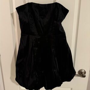 Black Strapless Flare Dress